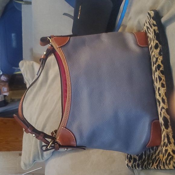 DOONEY & BOURKE  Gray and Brown Pebble Grain Leather Shoulder Bag - Picture 5 of 9